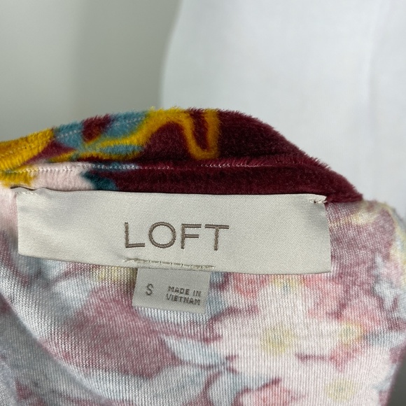 LOFT Velour Top Maroon Floral w/Drawstring Sz. S - Picture 8 of 9